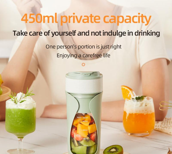 Wireless Juicing Cup 450Ml 6 Blade Ice Crusher Usb Fast Charging Smoothie Blender(Orange) Handheld Blenders