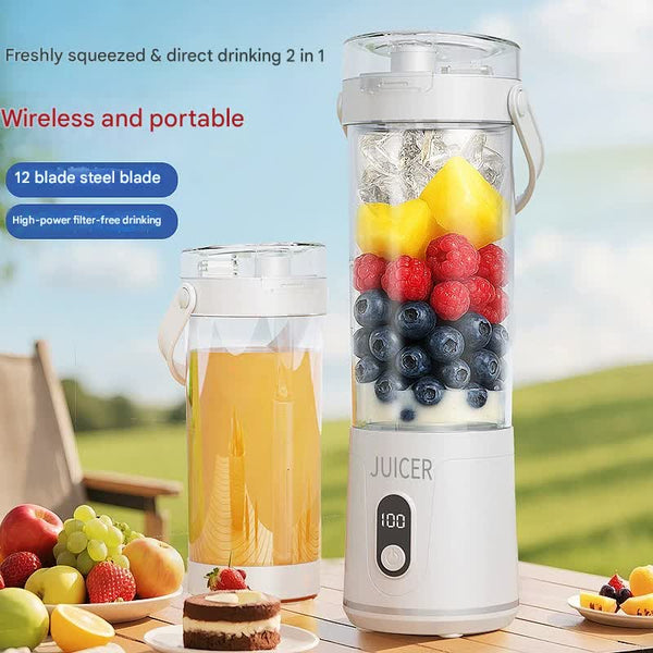 Wireless Juicer Cup 600Ml 12 Blade Usb Rechargeable Smoothie Blender(Grey) Juicers