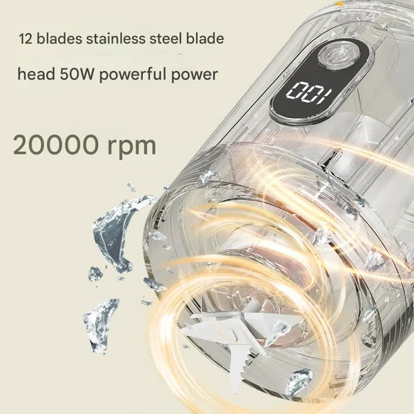 Wireless Juicer Cup 600Ml 12 Blade Usb Rechargeable Smoothie Blender(Grey) Juicers