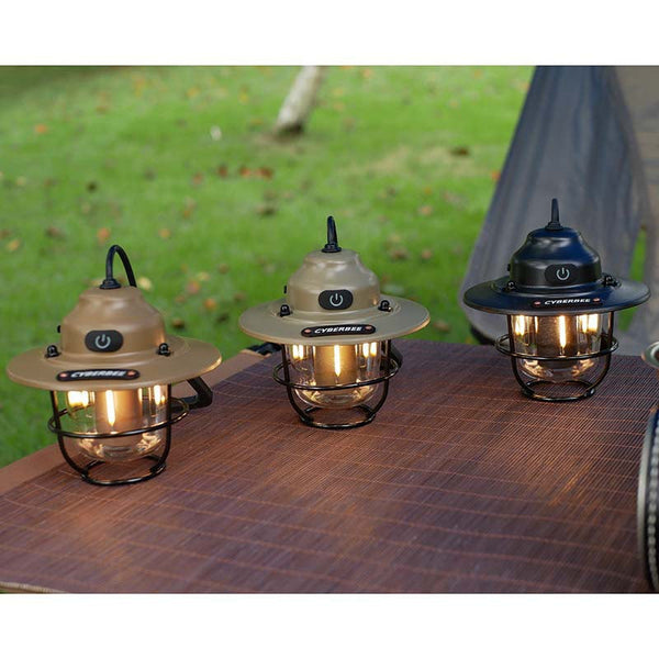 Retro Led Camping Lantern With Multiple Light Modes Usb Rechargeable Hanging Design(Black) Lanterns