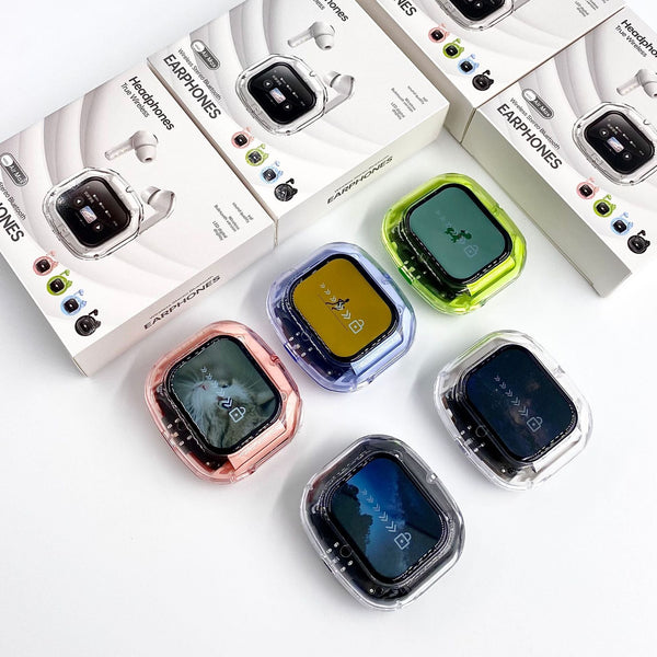 Transparent Tws Wireless With Smart Call Noise Reduction & Led Display Case Bluetooth 5.4 White Earbuds