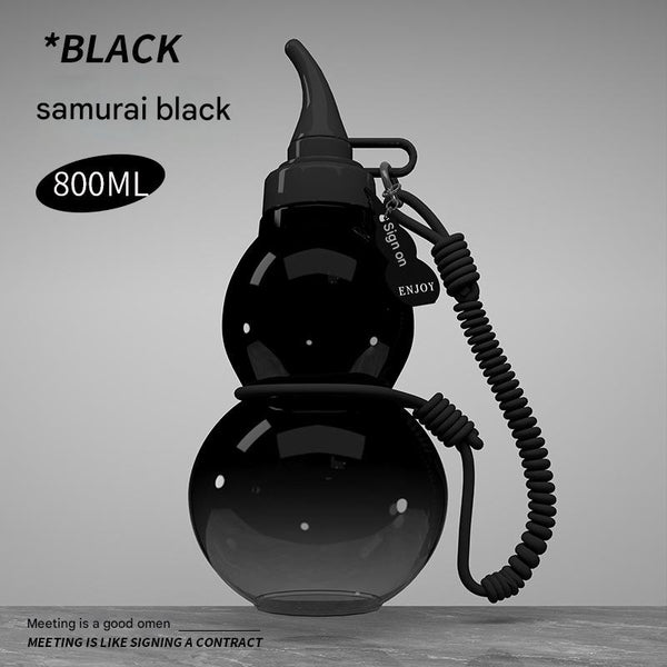Unique Gourd Shaped Sports Water Bottle 800Ml Tritan Material Leakproof With Carry Strap Black Water Bottles & Vacuum Flasks