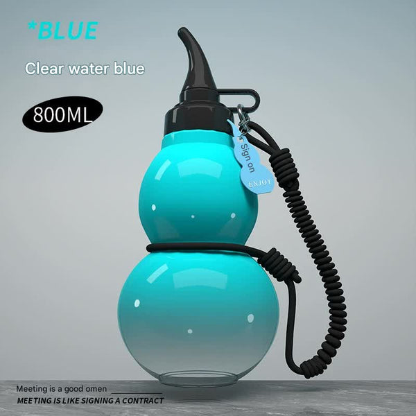 Unique Gourd Shaped Sports Water Bottle 800Ml Tritan Material Leakproof With Carry Strap Blue Water Bottles & Vacuum Flasks
