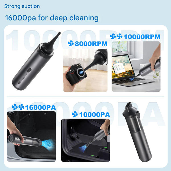 Cordless Handheld Vacuum Cleaner 16000Pa Suction 3X2000mah Battery Multiple Attachments(Black And Yellow) Vacuum Cleaners