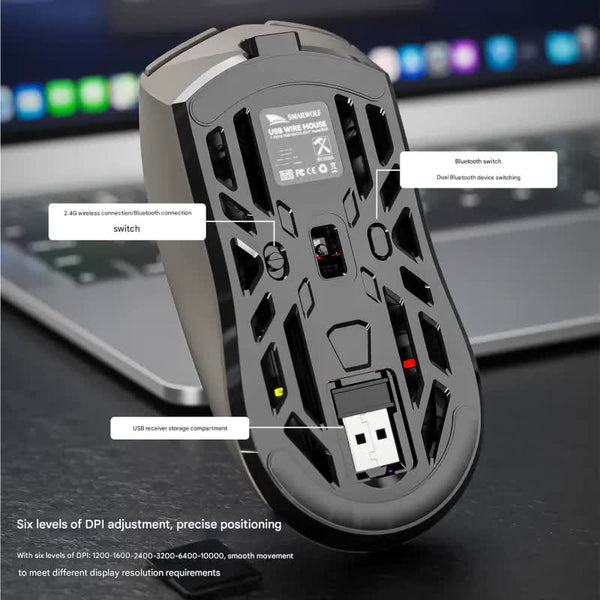 Tri Mode Wireless Gaming Mouse 1Khz Polling 10000 Dpi Digital Display Lightweight White Keyboard & Mouse Bundles