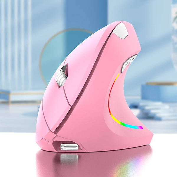 Ergonomic Vertical Wireless Mouse 2.4G/Bluetooth Rechargeable Rgb Light Dpi Levels(Pink) Keyboard & Mouse Bundles