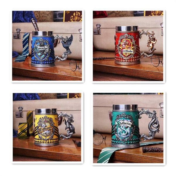 Collectible Fantasy House Crest Tankard Mug 600Ml Stainless Steel Lined Resin Beer Stein(Red) Mugs