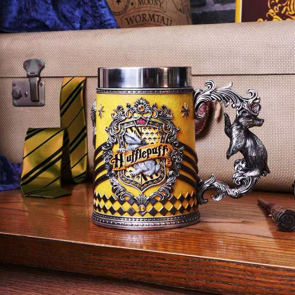 Collectible Fantasy House Crest Tankard Mug 600Ml Stainless Steel Lined Resin Beer Stein(Yellow) Mugs