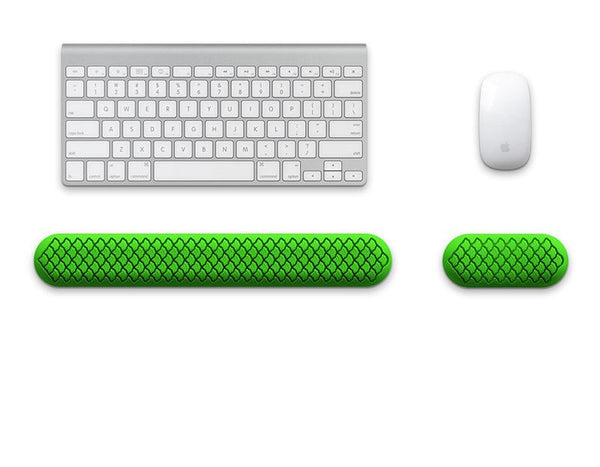 Ergonomic Keyboard & Mouse Wrist Rest Set Soft Silicone Non Slip Base Comfortable Support(Green) Mouse Pads & Wrist Rests