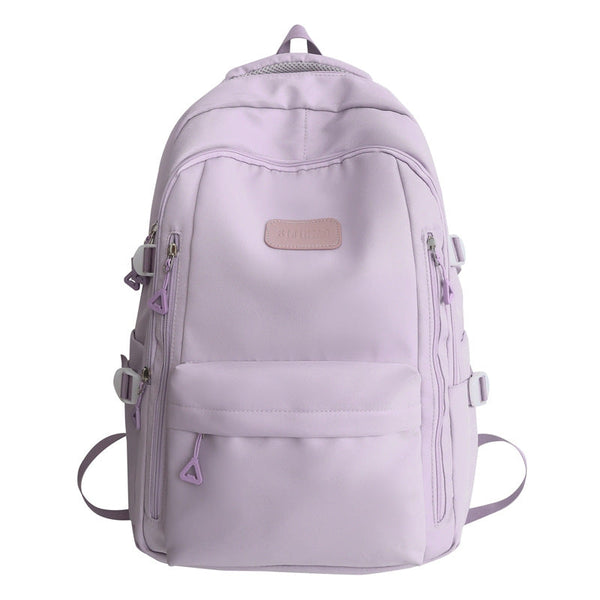 Large Capacity Nylon Backpack Fits Tablet A4 Magazines Umbrella Multiple Pockets & Adjustable Straps(Purple) Backpacks