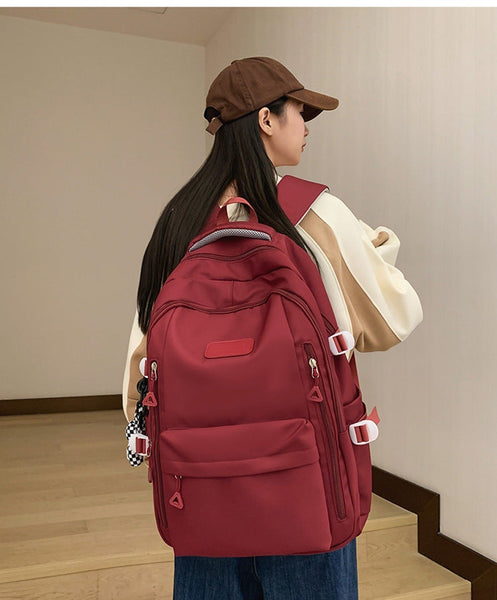 Large Capacity Nylon Backpack Fits Tablet A4 Magazines Umbrella Multiple Pockets & Adjustable Straps(Purple) Backpacks