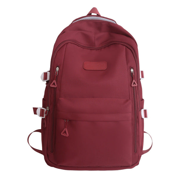 Large Capacity Nylon Backpack Fits Tablet A4 Magazines Umbrella Multiple Pockets & Adjustable Straps(Red) Backpacks