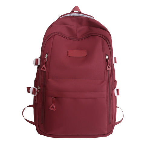 Large Capacity Nylon Backpack Fits Tablet A4 Magazines Umbrella Multiple Pockets & Adjustable Straps(Red) Backpacks