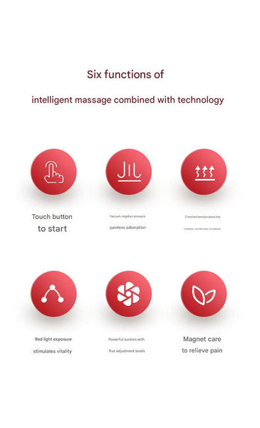 Smart Electric Cupping Gua Sha Massager With Red Light Therapy & Magnetic Stones 5 Levels Rechargeable White Massagers