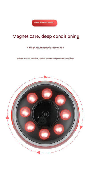 Smart Electric Cupping Gua Sha Massager With Red Light Therapy & Magnetic Stones 5 Levels Rechargeable Black Massagers