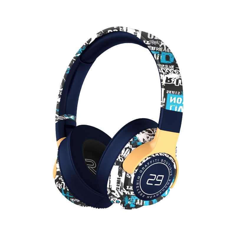 Trendy Graffiti Wireless Over Ear Bluetooth 5.1 Hifi 360 Surround Sound 12H Playtime Low Latency Headphones