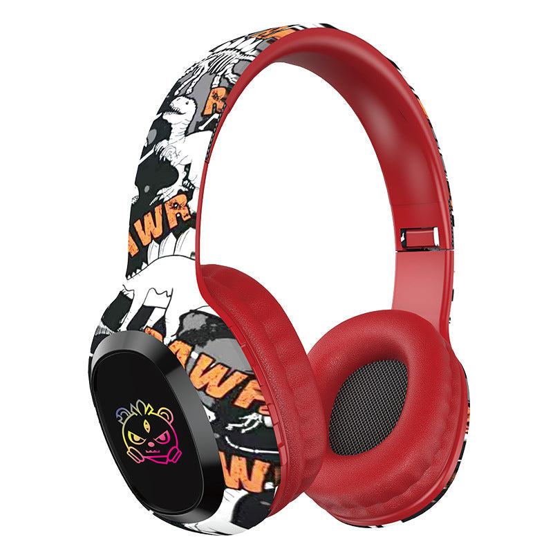 Wireless Over Ear With Graffiti Design Bluetooth 5.3 Hifi Sound Rgb Light 8H Playtime(Red) Headphones