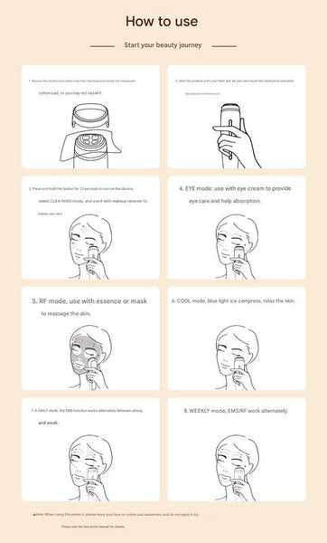 Multi Function Facial Beauty Device 6 Modes 3 Intensity Levels Led Therapy & Magnetic Charging(Blue) Other Massage