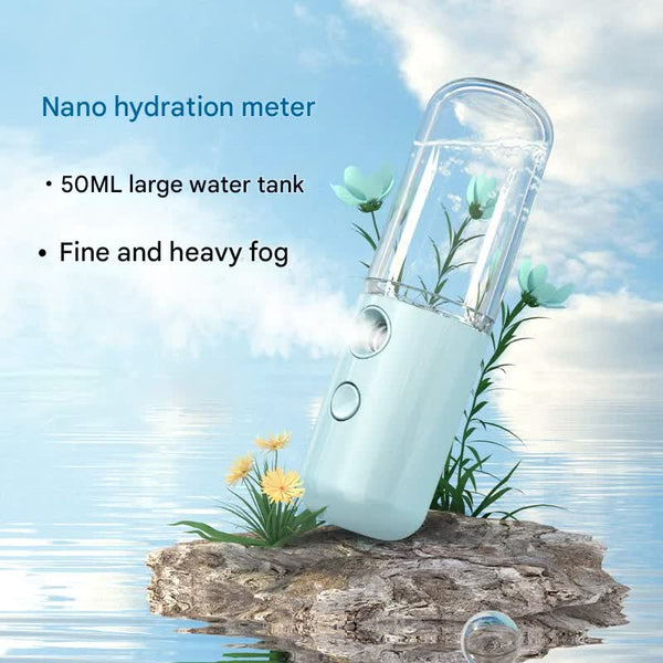 Two Nano Facial Sprayer 50Ml Usb Rechargeable Moisturizing Disinfectant Blue Facial Cleansing Devices