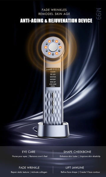 Multi Functional Facial Beauty Device Ultrasonic Ems Rf Led Cool Therapy & Eye Care(Green) Facial Cleansing Devices