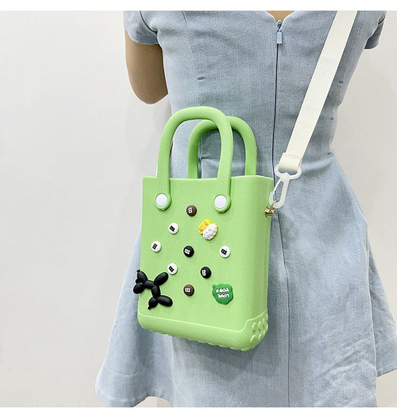 Eva Large Capacity Crossbody & Handbag Customizable With Charms Lightweight Versatilekhaki (With Diy Accessories) Women's Bags & Handbags