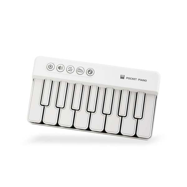 Mini Pocket Piano Electronic Keyboard 18 Keys Multiple Modes Led Lights Portable Musical Toy(White) Electronic Keyboards