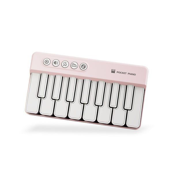 Mini Pocket Piano Electronic Keyboard 19 Keys Multiple Modes Led Lights Portable Musical Toy(Pink) Electronic Keyboards