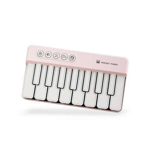 Mini Pocket Piano Electronic Keyboard 19 Keys Multiple Modes Led Lights Portable Musical Toy(Pink) Electronic Keyboards