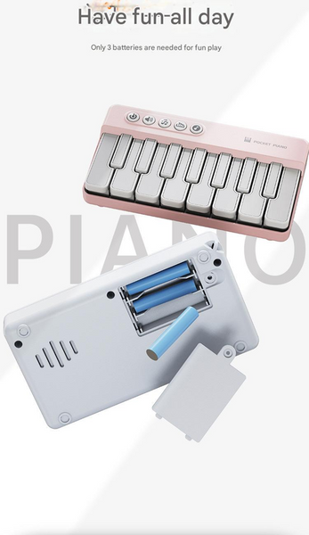 Mini Pocket Piano Electronic Keyboard 20 Keys Multiple Modes Led Lights Portable Musical Toy(Blue) Electronic Keyboards