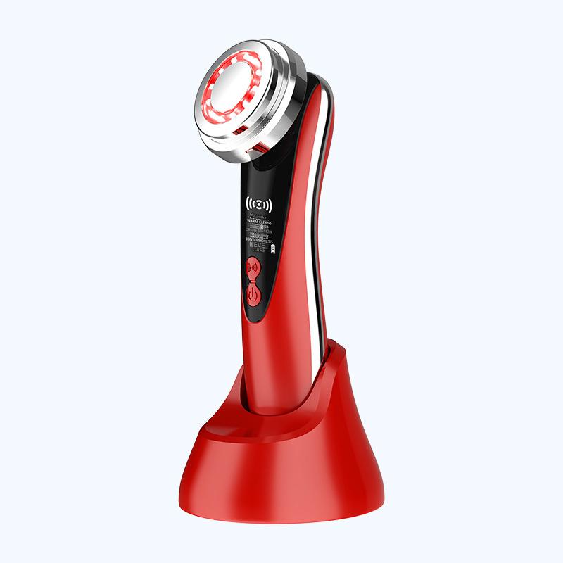 4 In 1 Facial Beauty Device Led Light Therapy Warm Lifting Ion Cleansing & Eye Care(Red) Facial Cleansing Devices