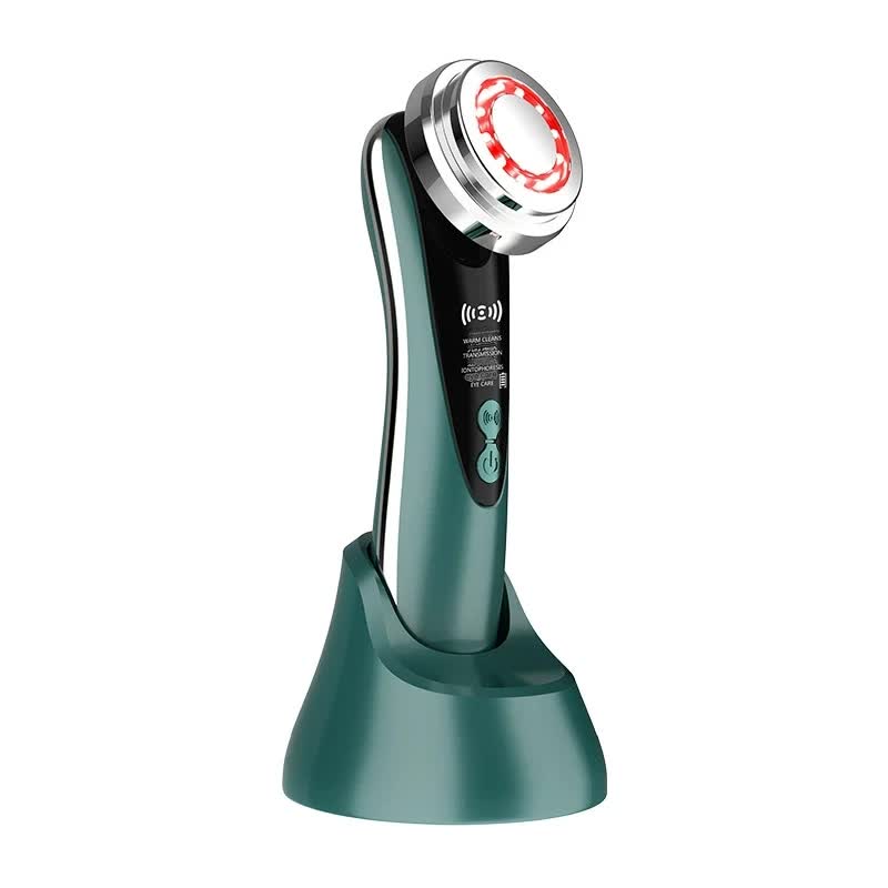 4 In 1 Facial Beauty Device Led Light Therapy Warm Lifting Ion Cleansing & Eye Care(Green) Facial Cleansing Devices