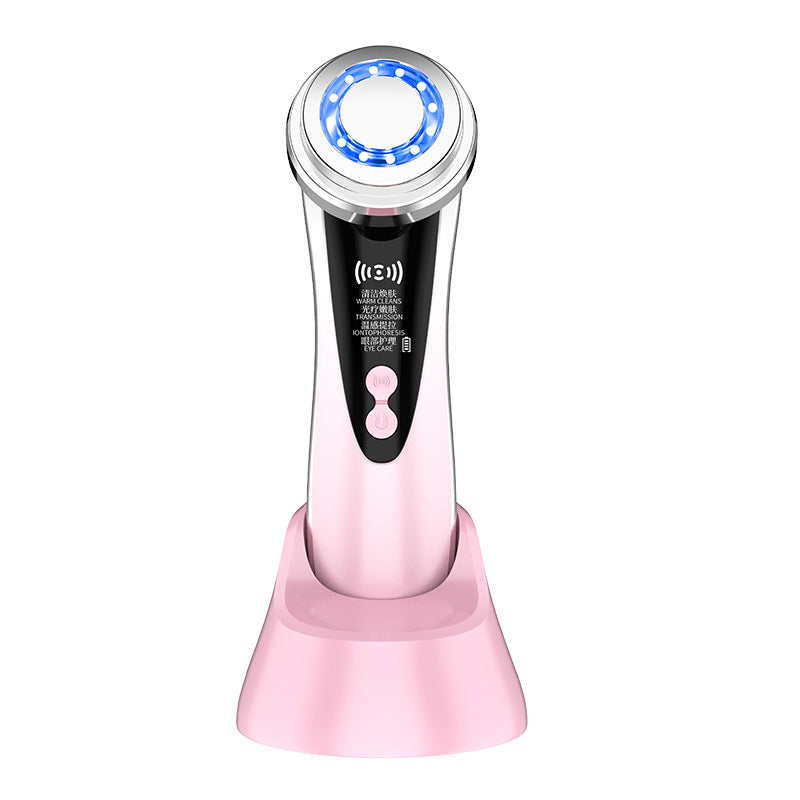 4 In 1 Facial Beauty Device Led Light Therapy Warm Lifting Ion Cleansing & Eye Care(Pink) Facial Cleansing Devices
