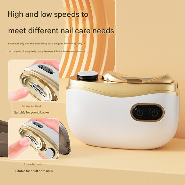 Electric Nail Clipper & Grinder 2 In 1 Automatic Trimmer With Speeds Type C Charging Safe For All Ages(White) Electric Files & Tools