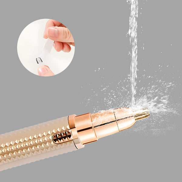3 In 1 Rechargeable Electric Trimmer For Women Nose Eyebrow & Facial Hair Remover With Washable Heads Led Light(Gold) Women's Shavers