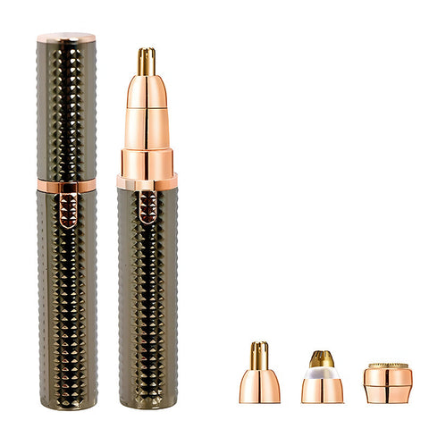 3 In 1 Rechargeable Electric Trimmer For Women Nose Eyebrow & Facial Hair Remover With Washable Heads Led Light(Brown) Women's Shavers