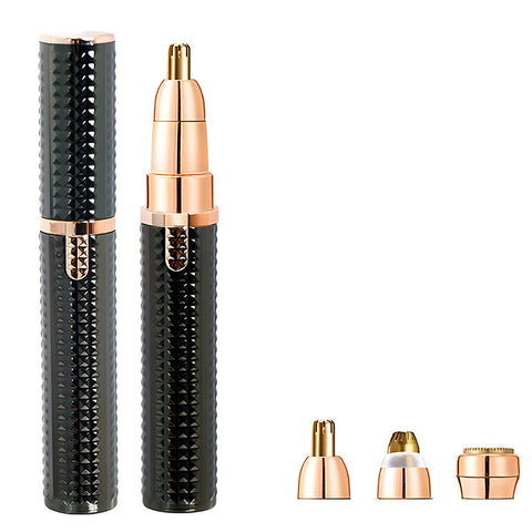 3 In 1 Rechargeable Electric Trimmer For Women Nose Eyebrow & Facial Hair Remover With Washable Heads Led Light(Black) Women's Shavers