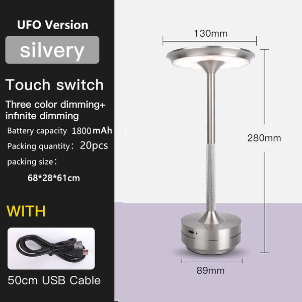 Ufo Version Led Desk Lamp Silver Touch Switch With Dimming And Usb Cable Lamps