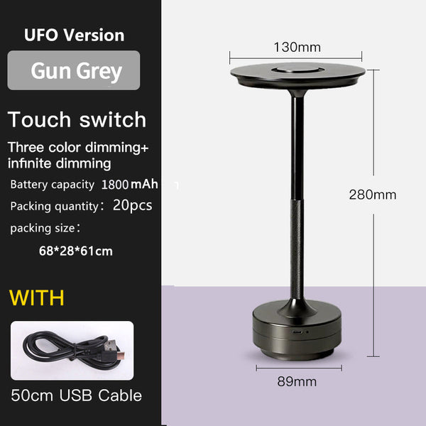 Ufo Version Led Desk Lamp Gunmetal Gray Touch Switch With Dimming And Usb Cable Lamps
