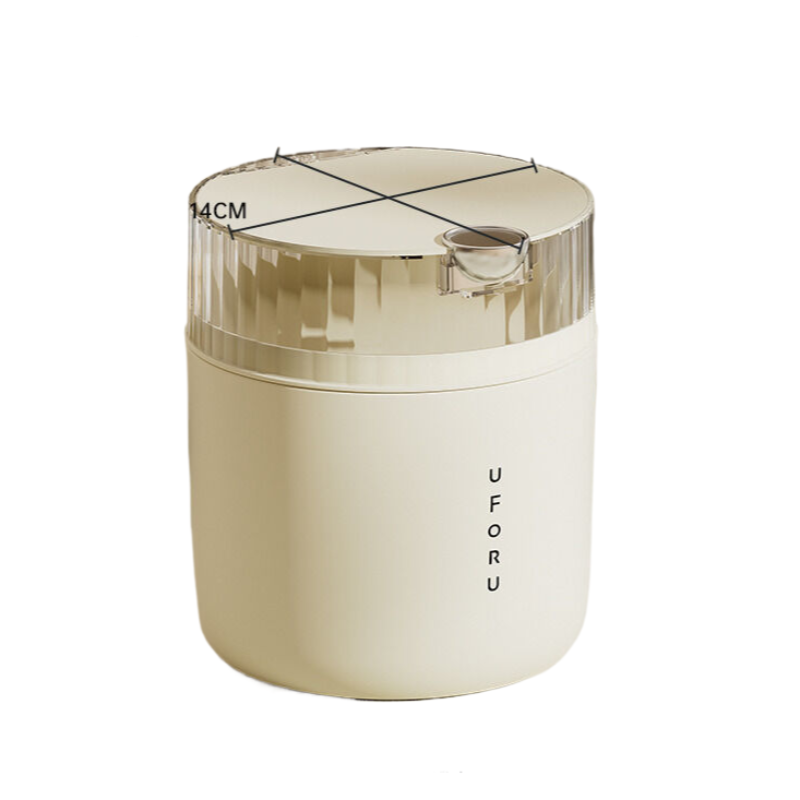 Elosung Cream White Desktop Trash Can (With One Roll Of Bag) 14Cm * 15Cm (Including Button) 16Cm Rubbish Bins