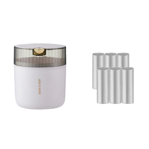 Elosung White Desktop Trash Can 6 Roll Garbage Bag 14Cm X 15Cm Including Button 16Cm Rubbish Bins