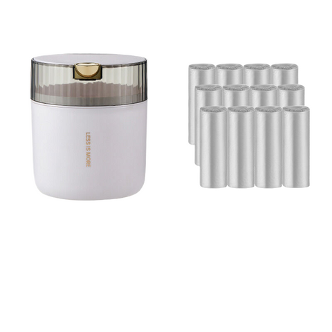 Elosung White Desktop Garbage Bin (12 Roll Bag) 14Cm * 15Cm (Including Button) 16Cm Rubbish Bins