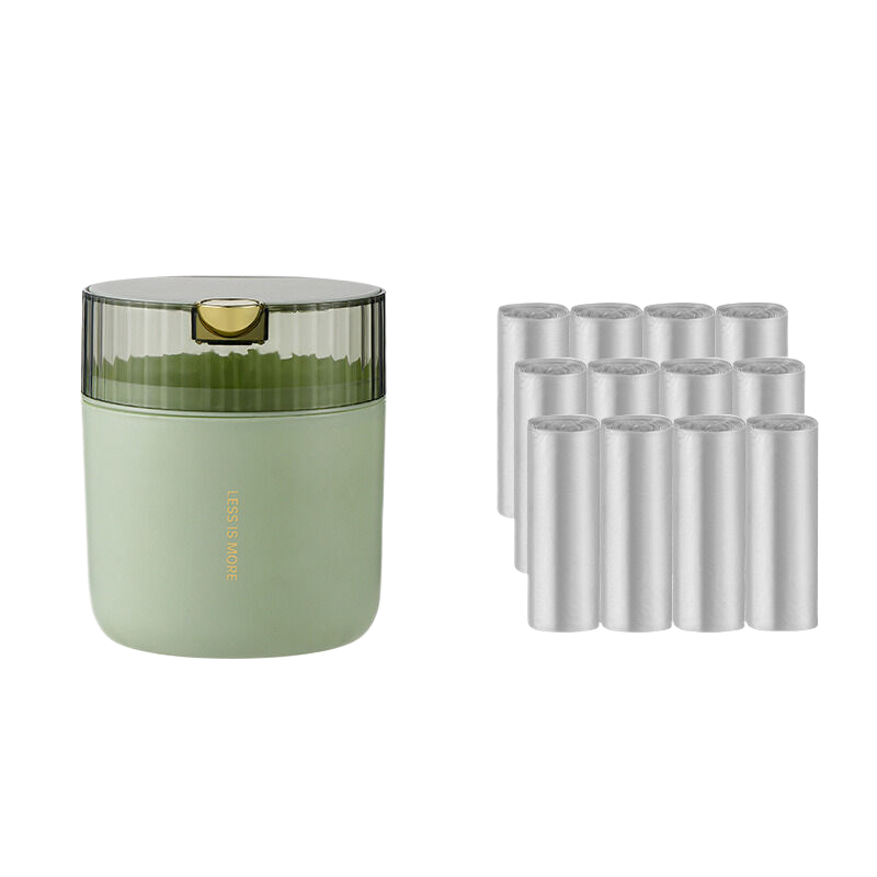 Elosung Light Cedar Green Desktop Garbage Bin 12 Roll Bag 14Cm X 15Cm Including Button 16Cm Rubbish Bins