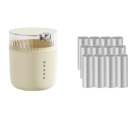 Elosung Cream White Desktop Garbage Bin (12 Roll Bag) 14Cm * 15Cm (Including Button) 16Cm Rubbish Bins