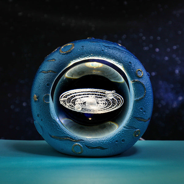 Celestial Ring Led Crystal Ball Lamp 3D Engraving Unique Gift (Solar System) Lamps