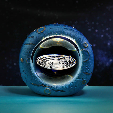 Celestial Ring Led Crystal Ball Lamp 3D Engraving Unique Gift (Solar System) Lamps