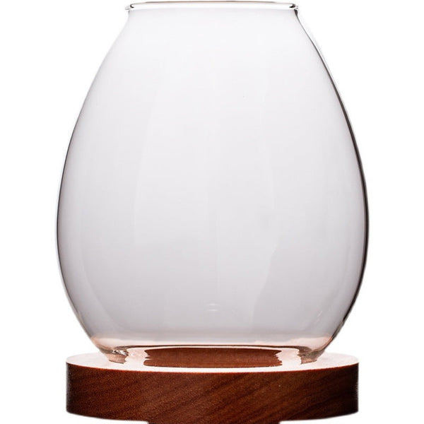 Windproof Glass Candle Cover With Wood Base For Tealights Zen Home Accent Transparent Candle Holders & Accessories