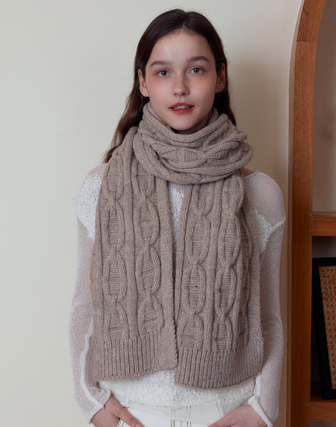 Khaki Classic Textured Knit Scarf Solid Color Premium Soft Feel Winter (176X26.5Cm) Scarves & Wraps