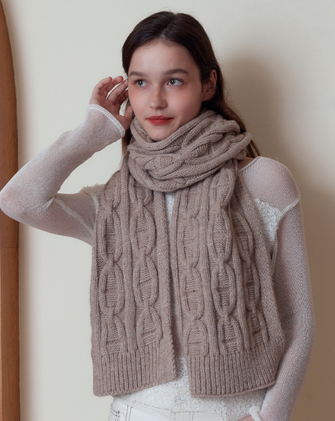 Khaki Classic Textured Knit Scarf Solid Color Premium Soft Feel Winter (176X26.5Cm) Scarves & Wraps