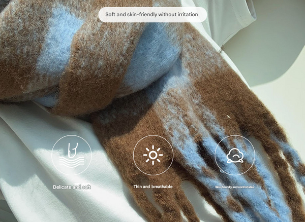 Orange Blue Womens Fashion Plaid Scarf Warm Stylish Long Neck Warmer 220X40cm Scarves & Wraps