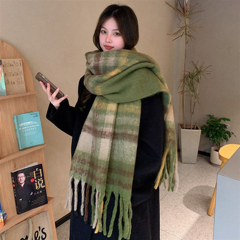 Military Green Women's Fashion Plaid Scarf Warm & Stylish Long Neck Warmer (220X40cm) Scarves & Wraps